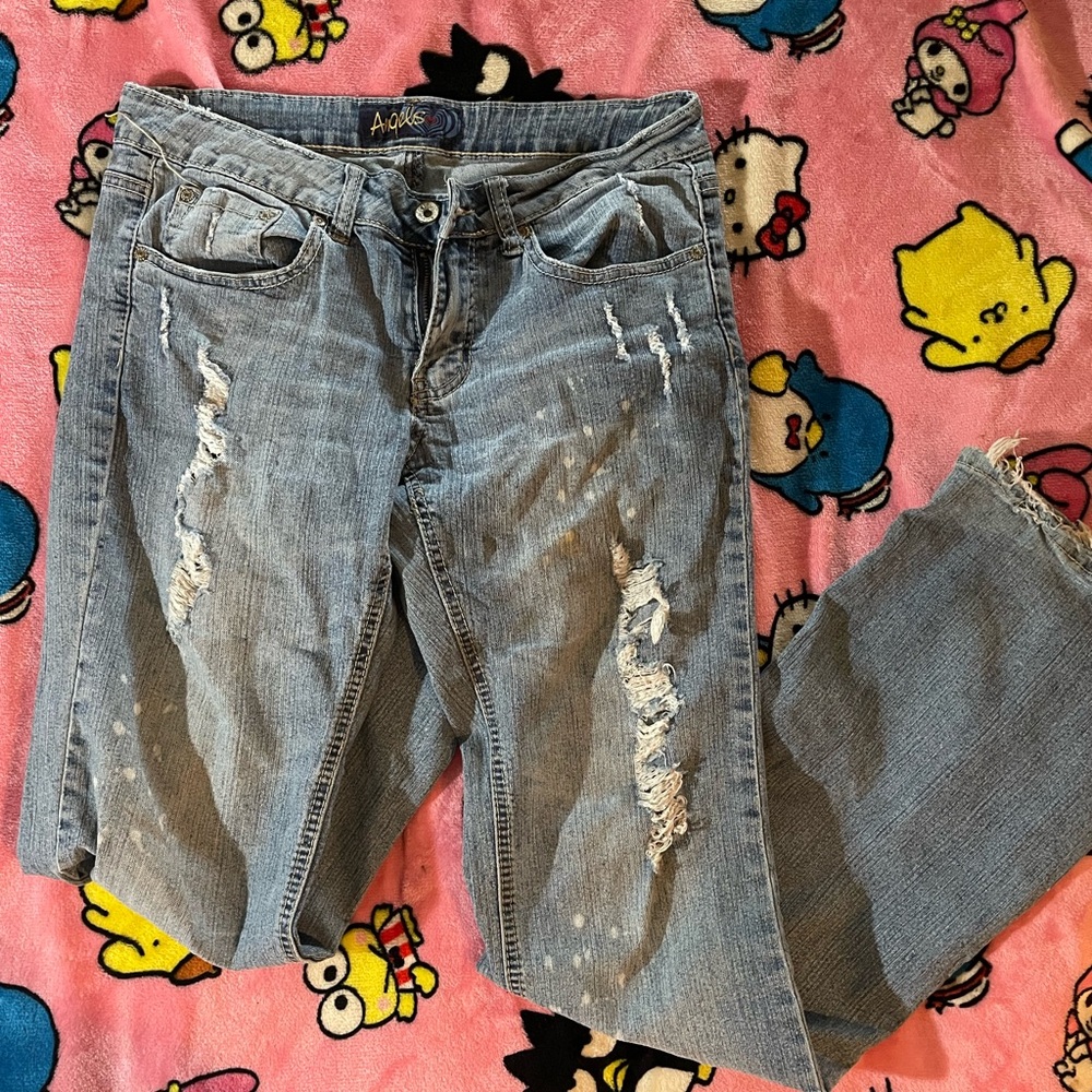 Angel Blue Boyfriend Jeans with Distressed Details